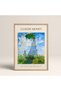 Wooden Framed Claude Monet Strolling Woman with a Parasol - Madame Monet and Her Son Art Painting
