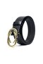 Genuine Leather Women's Belt with Yellow Buckle