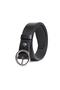 Hakki Leather Round Buckle Women's Belt 3cm Black - 2