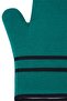 Green Broadcloth Black Banded Kitchen Oven Gloves - 2