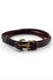 Men's Two Sira Wrapped Bronze Anchor Real Brown Leather Bracelet Bt371