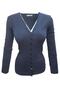 333 Women's Mercerized Front Buttoned Knitwear Cardigan - Navy Blue