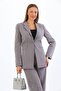 Gray Single Button Blazer Jacket Pocket Palazzo Pants Set - 5