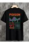 تي شيرت أسود كبير الحجم مطبوع للجنسين من Poison
