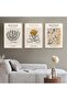 Natural Wood Framed Set of 3 Matisse Patterned Abstract Modern Art Painting Set Hpn114