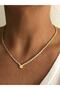 Steel Clover Model Waterway Zircon Stone Necklace - 5