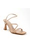 Women's Summer Nude Faux Leather Heeled Shoes Heeled Shoes Mirror Heel - 3