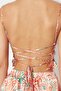 Çok Renkli Çiçekli Fırfırlı ve Sırt İp Askılı Saten Şortlu Dokuma Pijama Takımı THMSS23PT00048 - 7