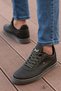 Men's Khaki Green Lace-up Leather Comfortable Sole Daily Soft Inner Lined Stylish Sneaker Sports Shoes - 2