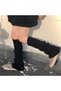 Harajuku Kawaii Plain Black Knit Winter Leggings