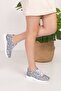 Linen Gray Teddy Bear Patterned Laced Orthopedic Sports Shoes - 3