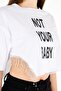 Not Your Baby Printed Oversize Crop T-shirt with Dangle Side Stone Detail - 2