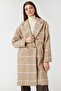 Women's Camel Hair Plaid Coat 3WAK00194EW