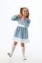 Blue Polka Dot Print Ruffled Girl's Dress - 4