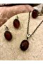 Natural Stone Raw Copper, antiallergic, necklace&earring&ring Triple Vintace Jewelry Set - 4