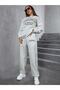 Women's Gray Arizona Bottom Top Tracksuit Set Oversize Crew Neck - 4