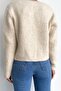 Women's Beige Crew Neck Gold Buttoned Teddy Cardigan - 7
