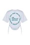 Beyaz %100 Pamuk Sırt Baskılı Büzgülü Oversize/Geniş Kesim Bisiklet Yaka T-Shirt TWOSS23TS00150 - 8