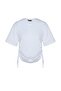 Beyaz %100 Pamuk Sırt Baskılı Büzgülü Oversize/Geniş Kesim Bisiklet Yaka T-Shirt TWOSS23TS00150 - 6