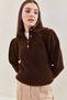 Women's Brown Collar Stone Embroidered Knitwear Sweater 20235014