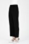 Women's Black Elastic Waist Fabric Trousers with Stitching Detail on the Front - 3