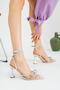 Transparent Ankle Strap Stoned Bow Heeled Women's Shoes - 2