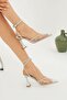 Transparent Ankle Strap Stone Heeled Women's Shoes - 4