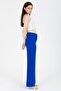 Women's Cobalt Blue High Waist Pleated Fabric Palazzo Pants - 3
