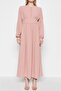 Rose Dust Corsage and Fabric-Covered Button Detailed Aerobin Woven Dress TCTSS23EB00254 - 4