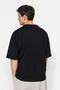 Siyah Oversize %100 Pamuklu Minimal Yazı Baskılı T-Shirt TMNSS23TS00084 - 2