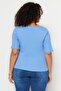 Lilac Fitted Square Collar Camisole Knitted Plus Size Basic T-Shirt Tbbss22Bf0027 - 5