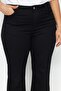 Solmayan Siyah Yüksek Bel Esnek Kısa Paça Culotte Fit Büyük Beden Jeans TBBSS23AR00014 - 9