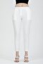 Women's Ecru Elastic Waist Double Pocket Carrot Cut Fabric Trousers - 3