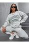 Women's Gray Arizona Bottom Top Tracksuit Set Oversize Crew Neck - 5