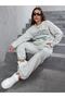 Women's Gray Arizona Bottom Top Tracksuit Set Oversize Crew Neck - 7
