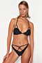Black Cut Out Detailed High Leg Bikini Bottom Tbess23Ba00014