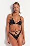 Black Cut Out Detailed High Leg Bikini Bottom Tbess23Ba00014 - 3
