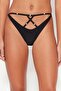 Black Cut Out Detailed High Leg Bikini Bottom Tbess23Ba00014 - 4