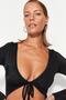 Black V-Neck Cut Out Detailed Long Sleeve High Leg Swimsuit Tbess23Ma00018 - 3