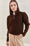 Women's Brown Collar Stone Embroidered Knitwear Sweater 20235014 - 3