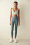 Blue High Waist Leggings with Front Stitching Detail - 3