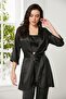 Women's 2075 Satin Belted 3-Piece Pajama Set Black