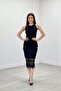 Lace Fabric Zero Sleeve Midi Dress - Black - 2