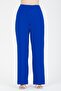 Women's Cobalt Blue High Waist Pleated Fabric Palazzo Pants - 4