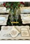 Arabic (Ramadan Mubarak) Inscribed Linen Placemat Set for 8 People (24 Pieces)