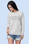 Line Dog Gray Crew Neck Long Sleeve Combed Cotton T-shirt
