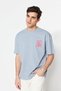 Gray Oversized/Wide Fit Crew Neck Printed 100% Cotton T-Shirt TMNSS21TS1685