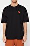 Black Oversize Crew Neck Short Sleeve Fox Embroidery 100% Cotton T-Shirt Tmnss23Ts00182 - 5