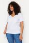 Beyaz V Yaka Basic %100 Pamuk Örme T-Shirt TBBSS22BF0028