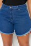 Koyu Mavi Paçası Püsküllü Esnek Skinny Fit Büyük Beden Denim Şort & Bermuda TBBSS23CJ00016 - 2